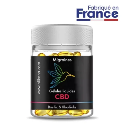 CBD capsules for migraines with rhodiola and basil